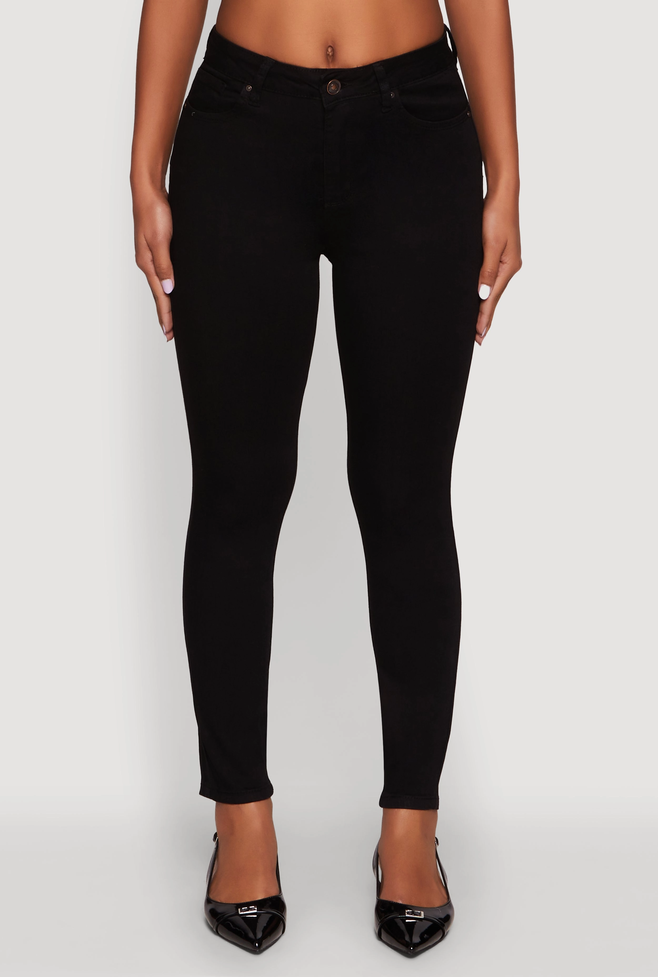 Family Style Slim Holiday Vibes Date Night Lightweight WAX Solid High Waisted Skinny Jeans