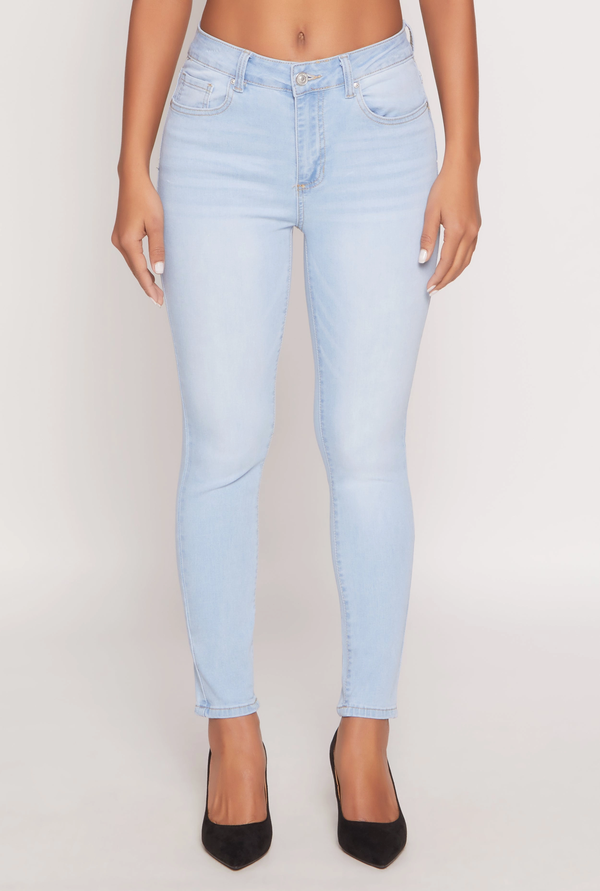 WAX Stretch High Waisted Skinny Jeans Low Impact Manufacturing Luxury Textured Athlete Fit