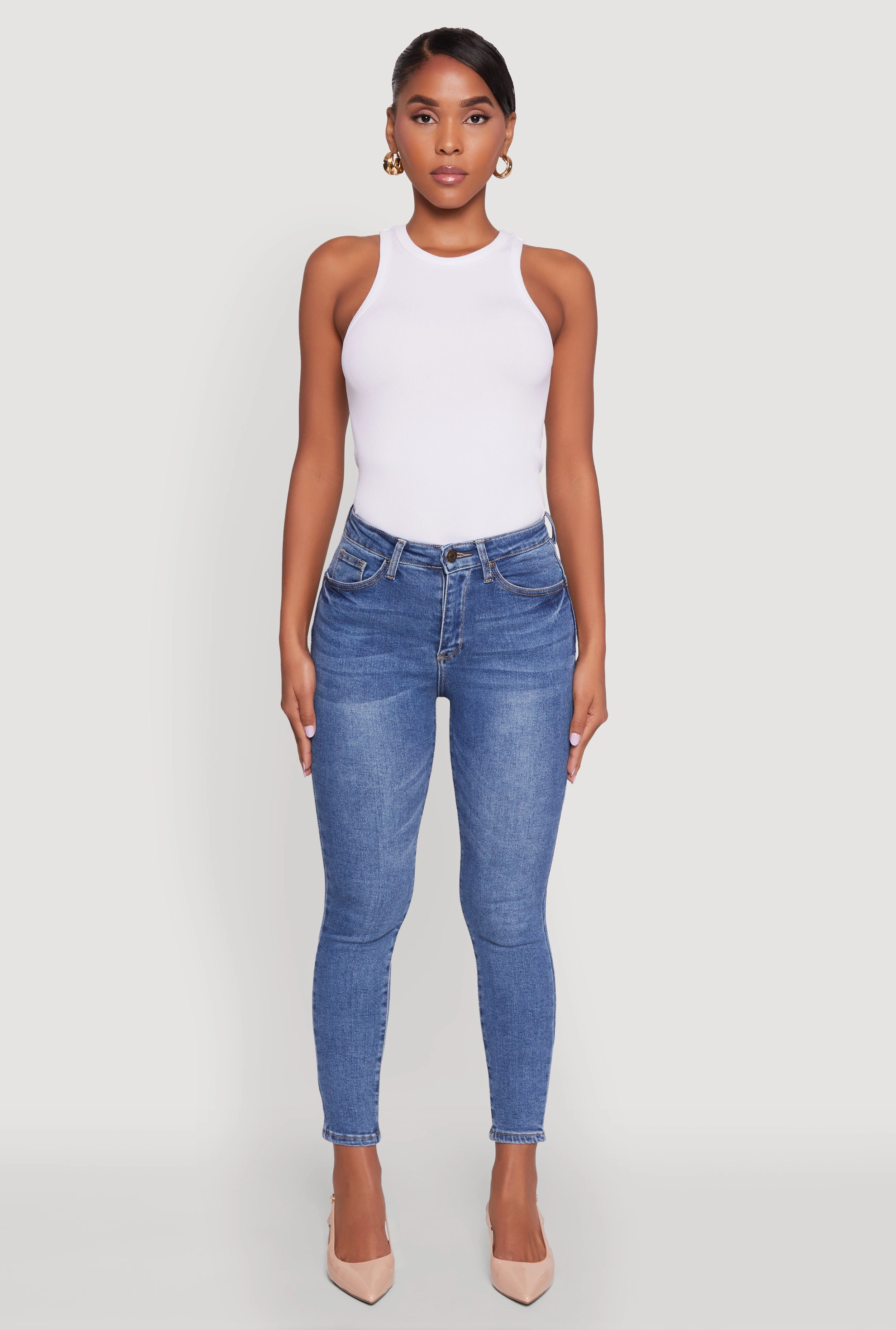 Smooth Road Trip Neutral Autumn Days WAX Whiskered Cropped Skinny Jeans