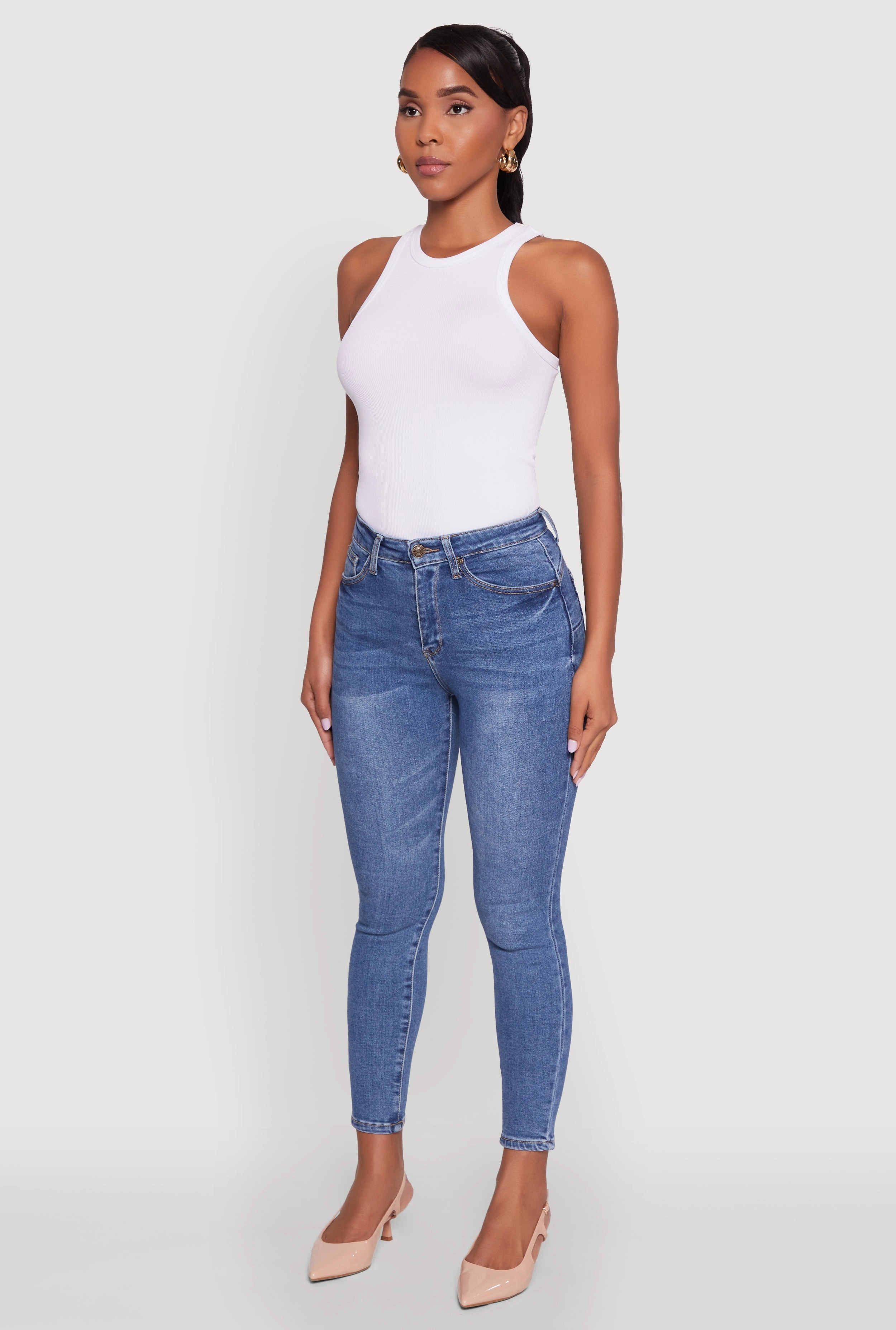 Premium Party Look WAX Whiskered Cropped Skinny Jeans
