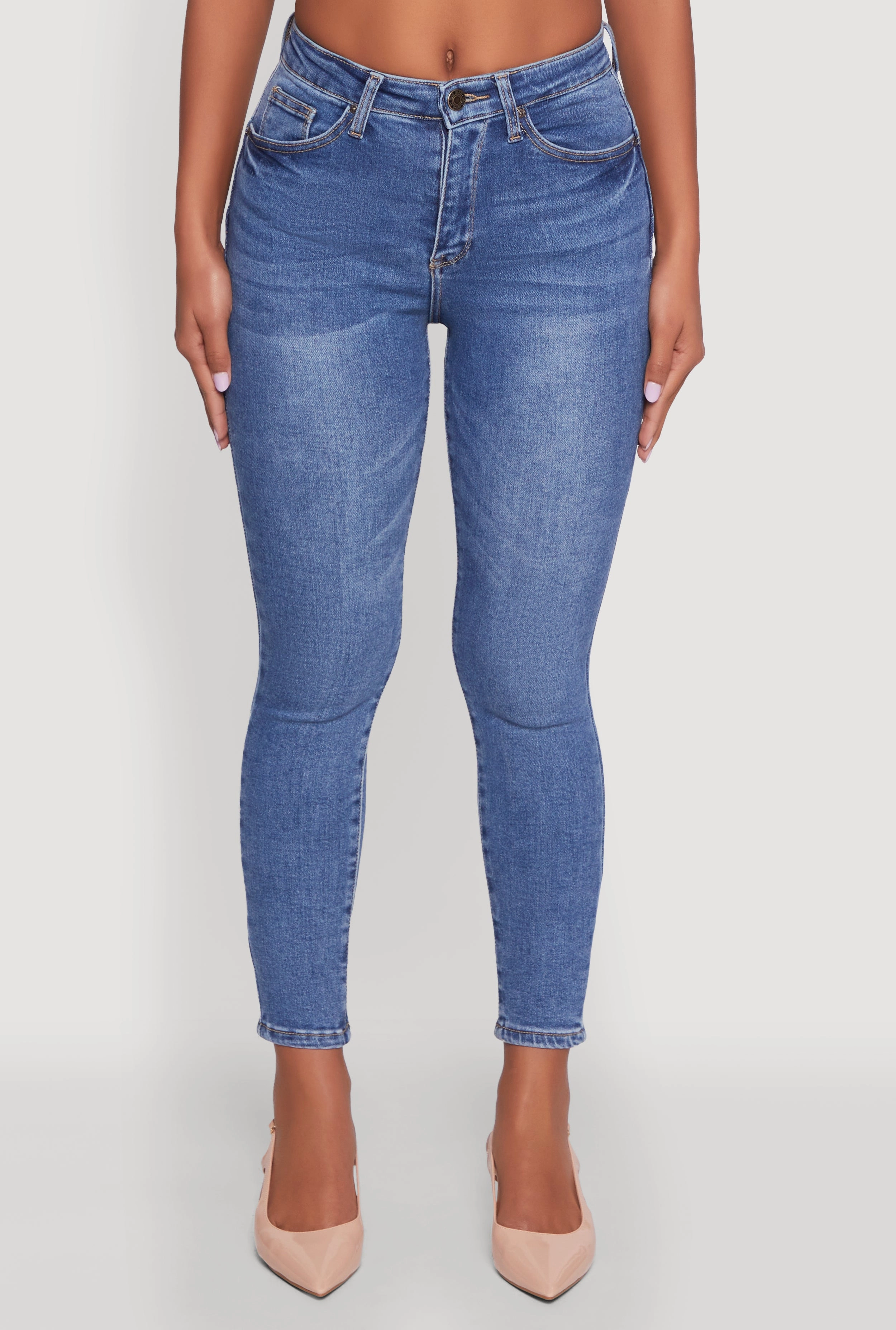 Smart Comfort Light Stretch WAX Whiskered Cropped Skinny Jeans