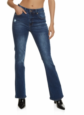 WAX Whiskered High Waist Boot Cut Jeans Color Lock Technology Everyday Gym Ready