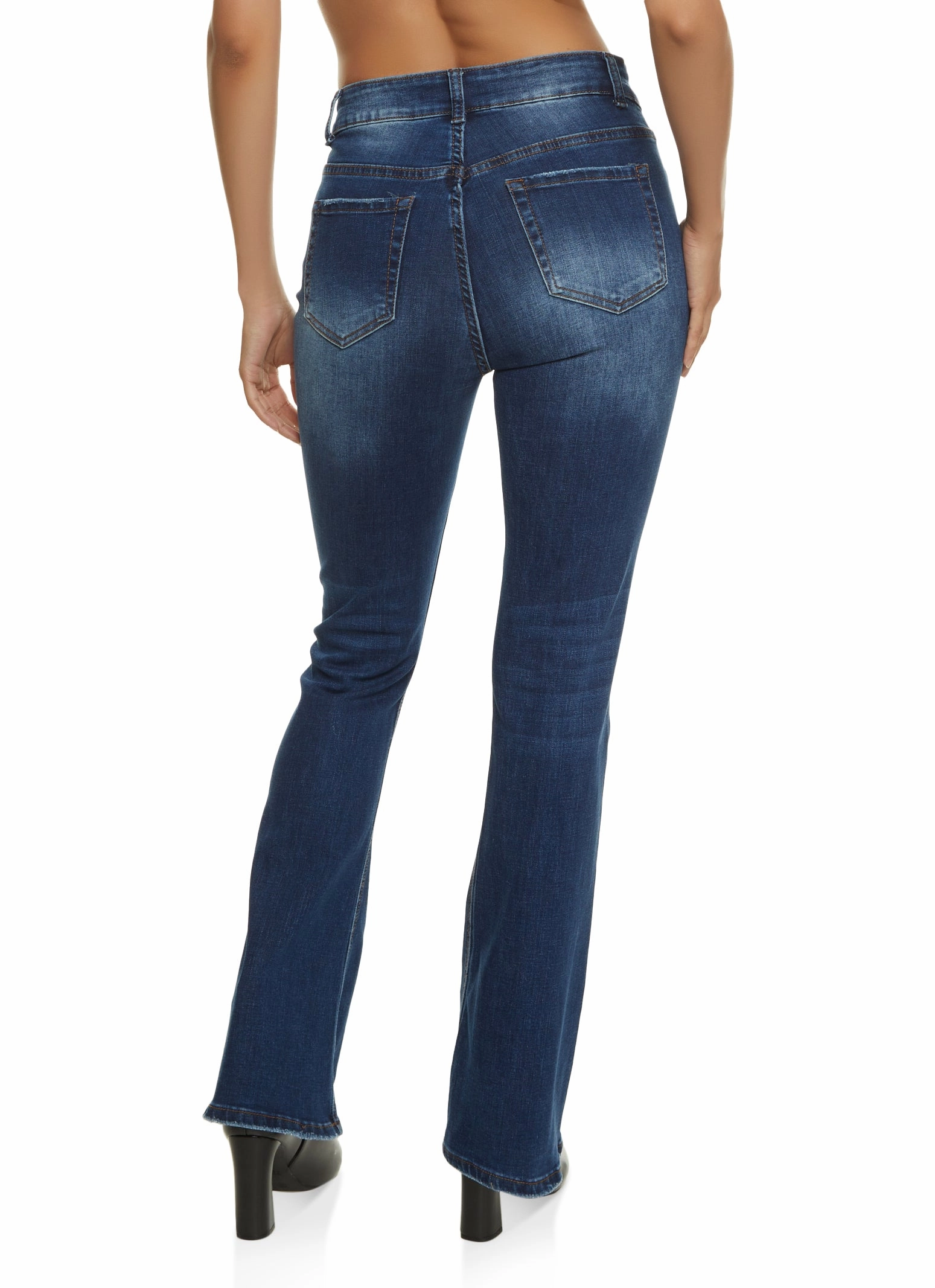 Street Mood Office Wear Modern WAX Whiskered High Waist Boot Cut Jeans