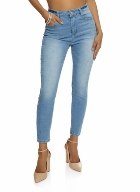 WAX Whiskered High Waist Skinny Ankle Jeans Flexible Design City Walk Casual Friday