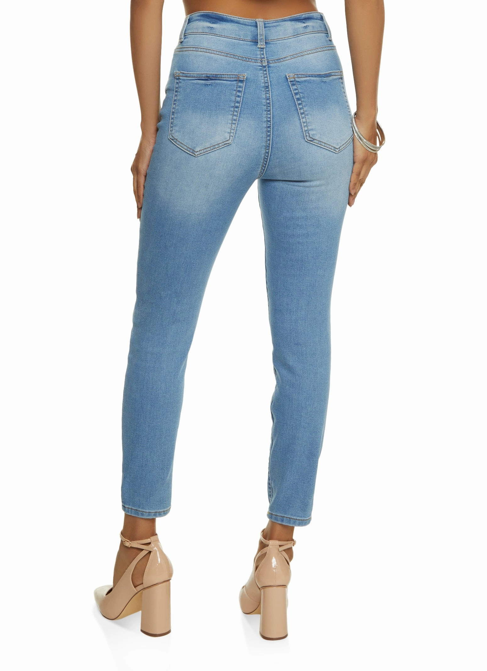 Blended Style WAX Whiskered High Waist Skinny Ankle Jeans
