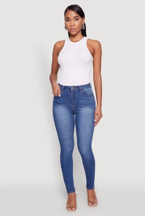 WAX Whiskered Rolled Cuff Skinny Jeans Distressed Details