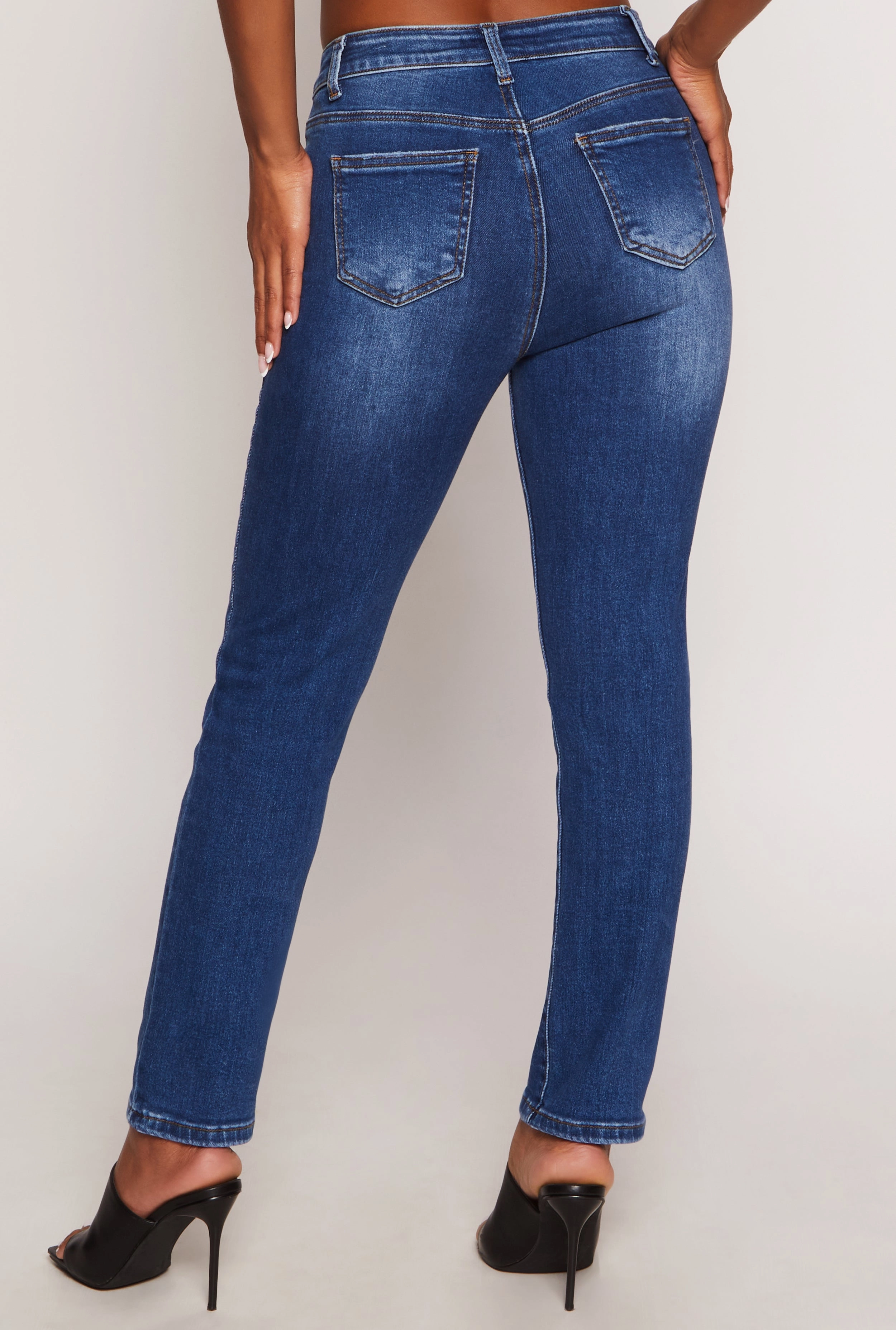 WAX Whiskered Straight Leg Jeans Smooth zipper closure Easy Option
