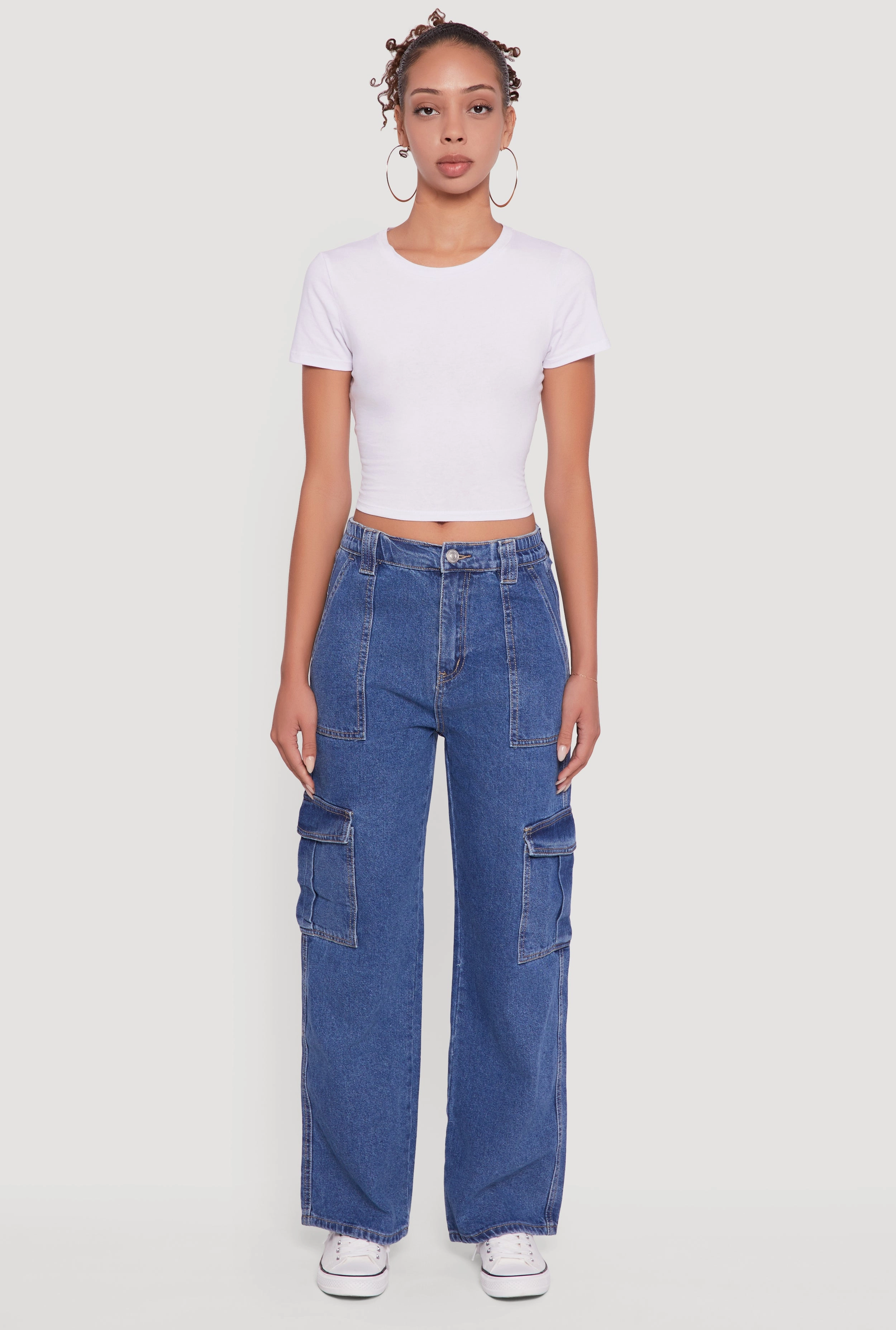 Soft Stretch All Time Basic WAX Wide Leg Cargo Jeans
