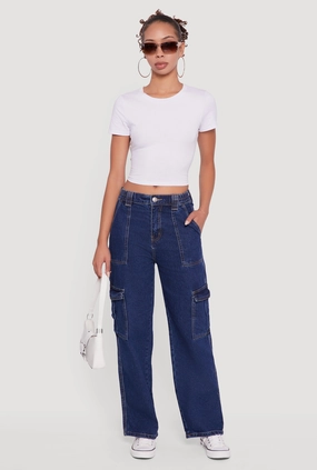Slim Holiday Vibes Teen Outfit Classic Weekend Getaway WAX Wide Leg Cargo Jeans