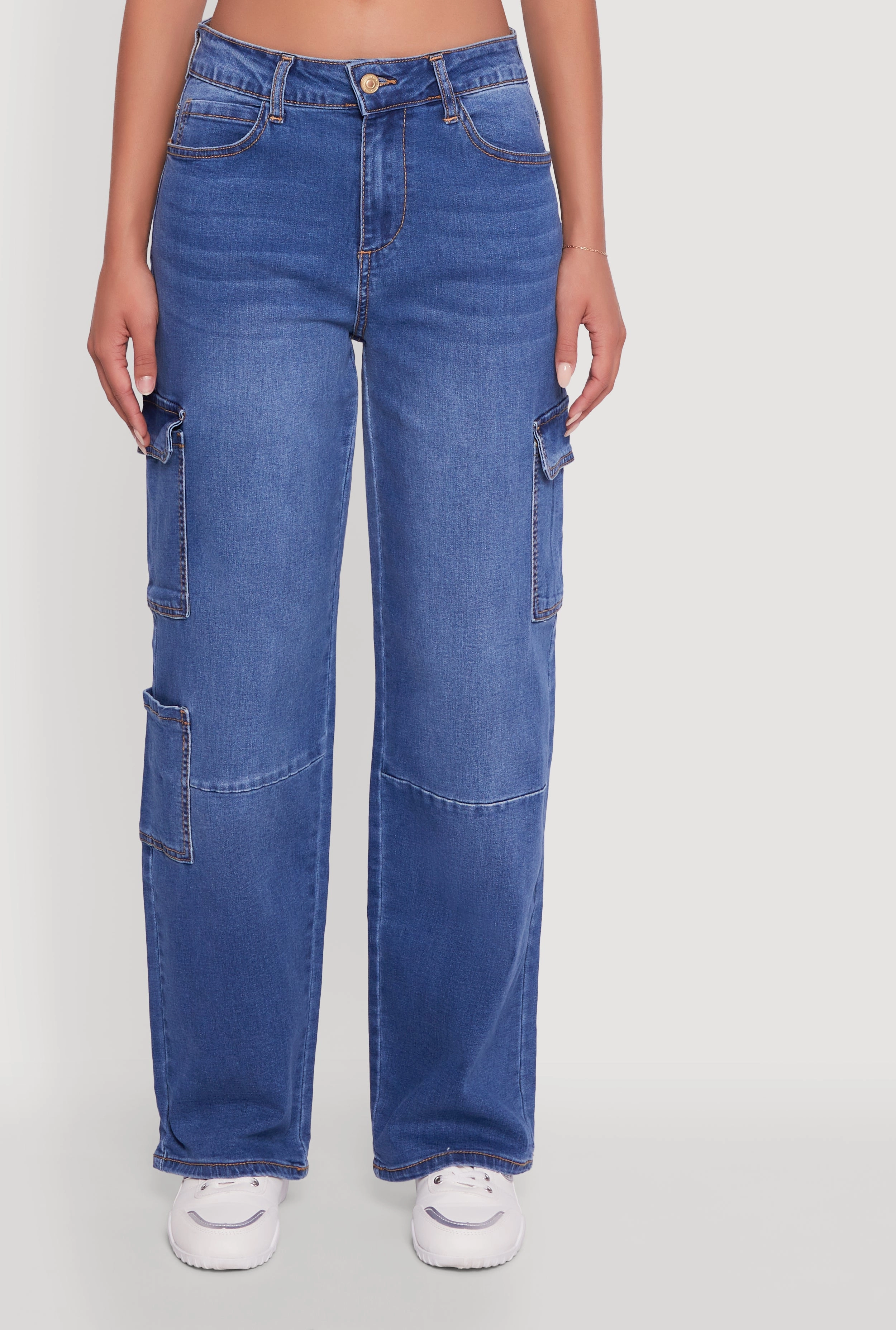 Wearable Piece WAX Wide Leg Flap Pocket Cargo Jeans