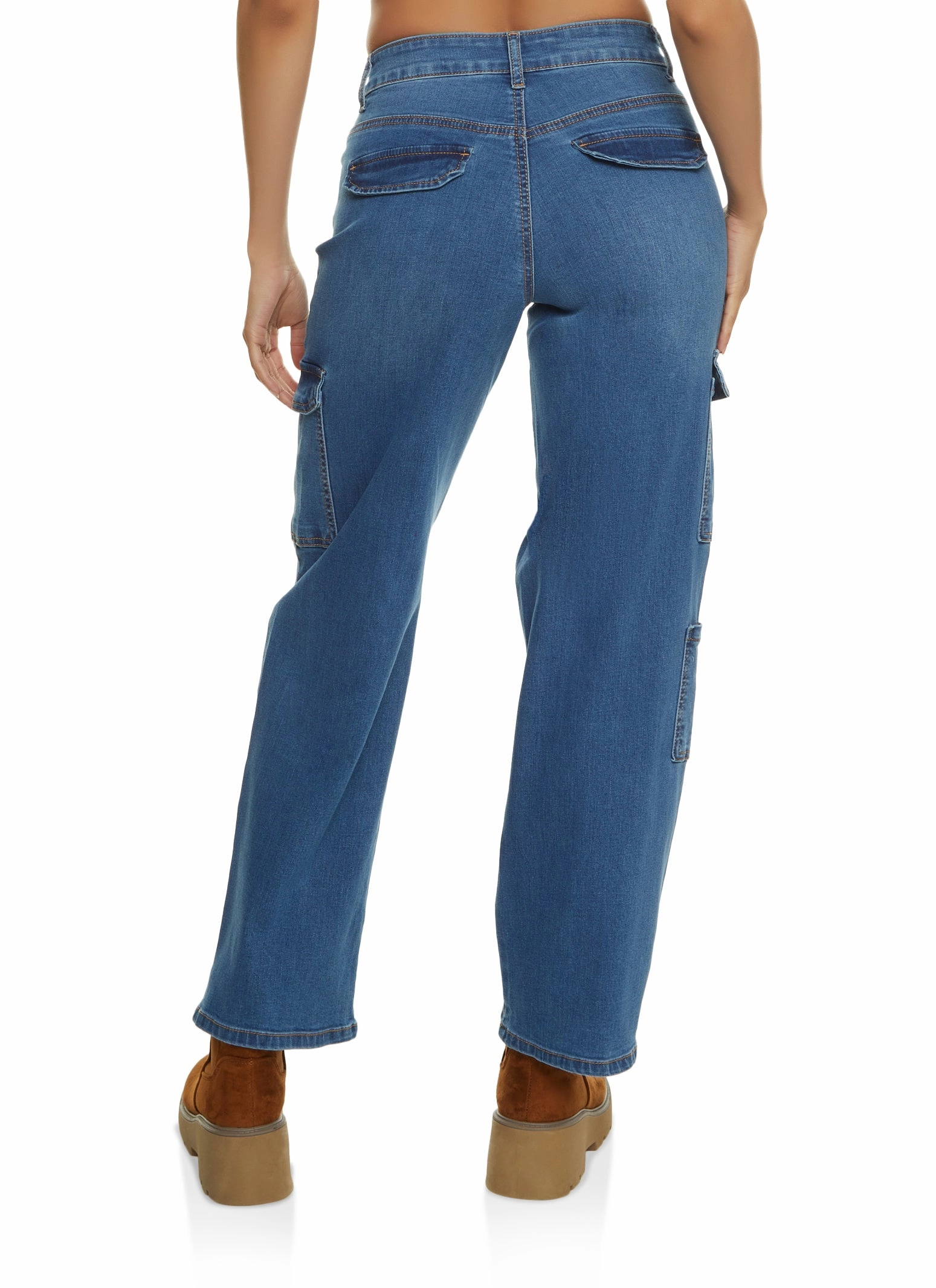 WAX Wide Leg Flap Pocket Cargo Jeans Autumn Days Parent Style