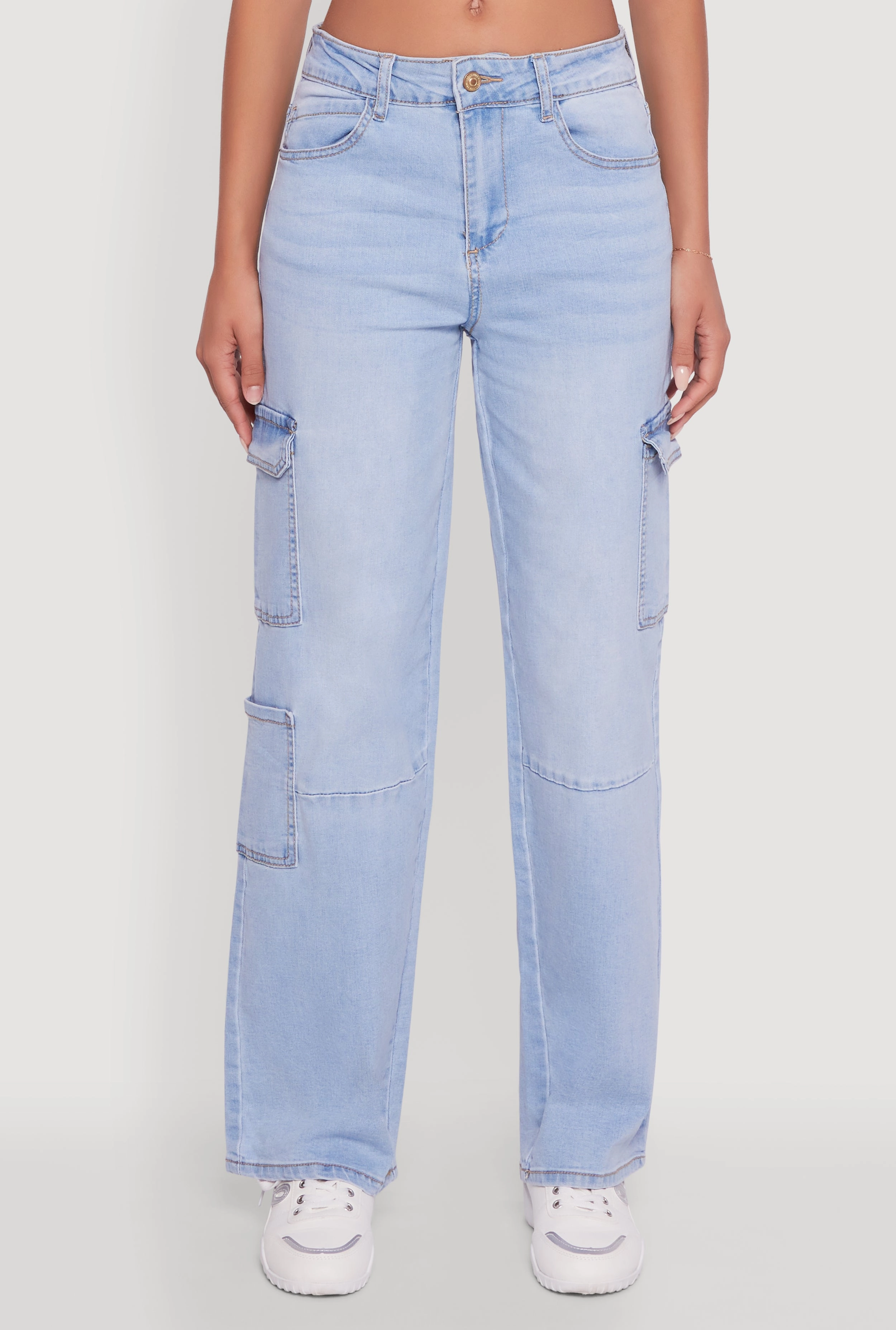 Lifestyle Piece WAX Wide Leg Flap Pocket Cargo Jeans