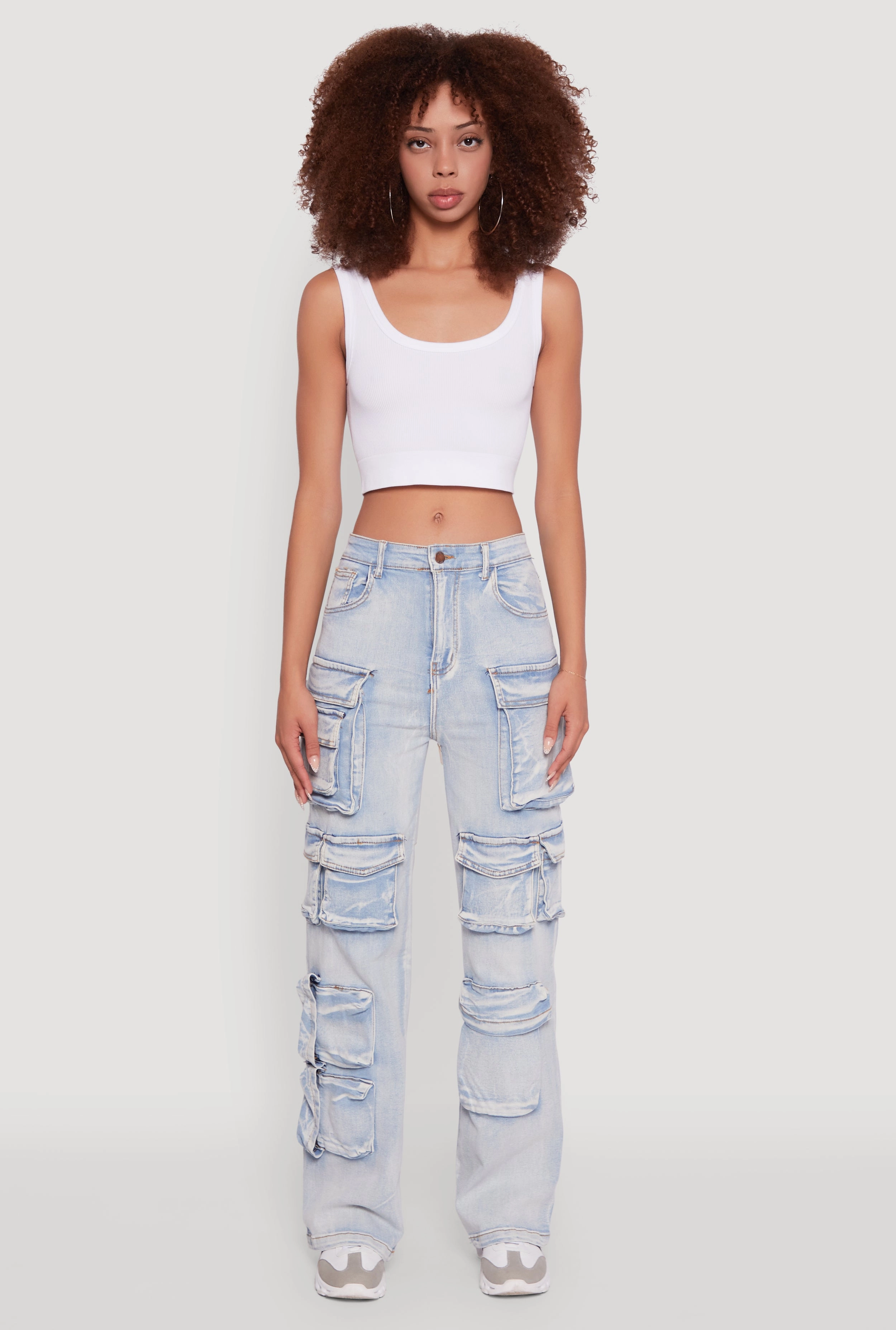 Holiday Vibes Work Ready Mineral Wash High Waisted Straight Leg Utility Jeans