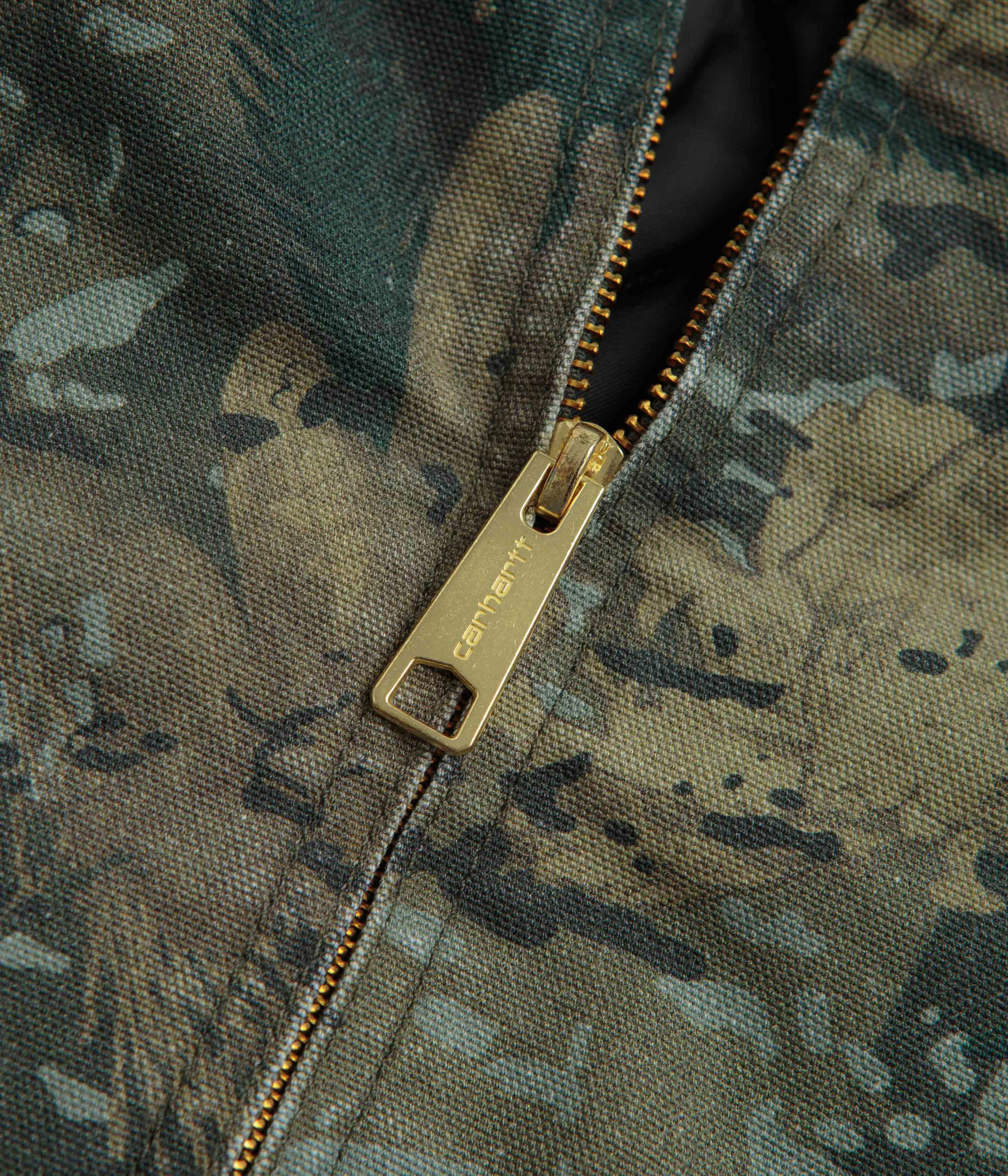 Warm Lining Fashion Event Carhartt OG Detroit Jacket - Camo Combi / Green / Black Stone Washed
