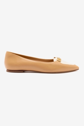 Drink Night Audrey Flat In Tan Leather