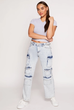 VIP Whiskered Straight Leg Cargo Jeans Unisex Outfit Morning Stroll Professional Wear Brunch Outfit