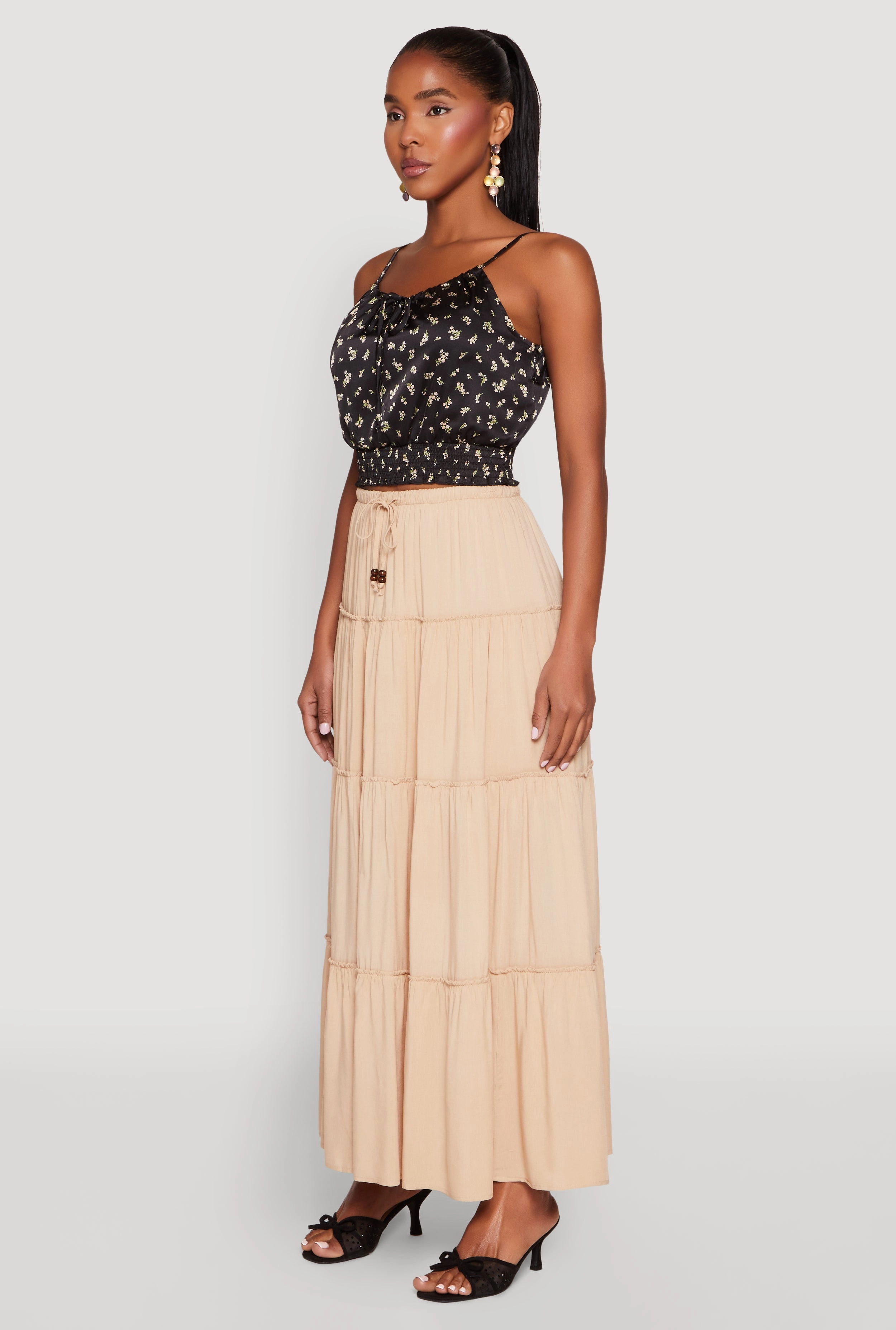 Almost Famous Tiered Maxi Skirt Outfit Moodset Layer Combo