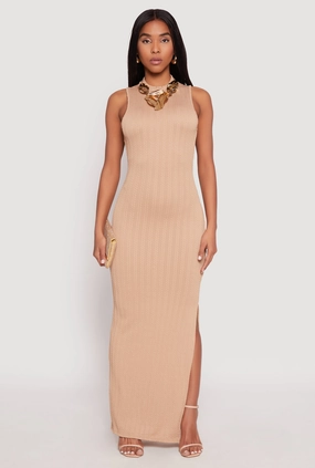 Textured Knit Turtleneck Maxi Dress Chilly Weather Comfort