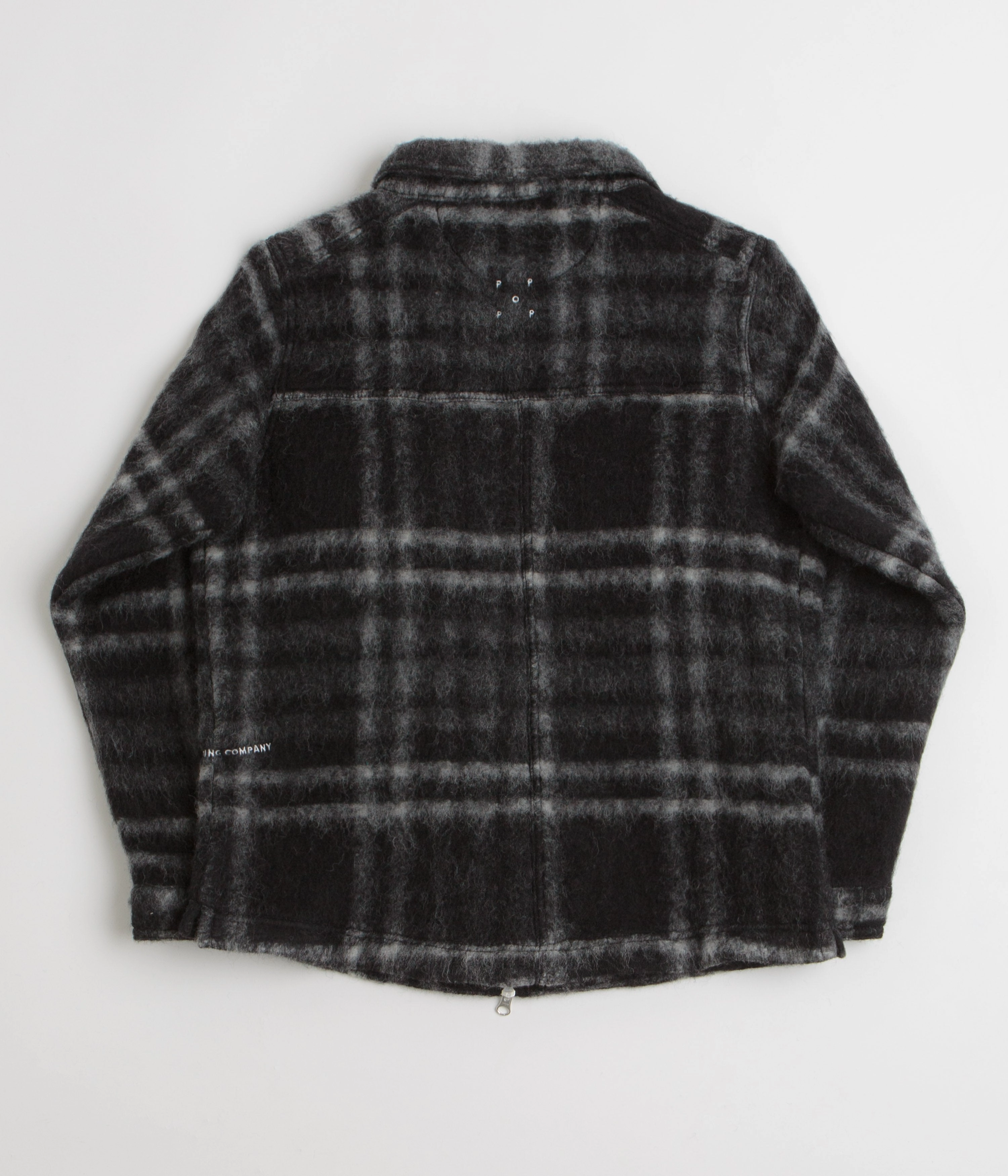Pop Trading Company Checked Wool Shirt Jacket - Black / Charcoal Soft Layers