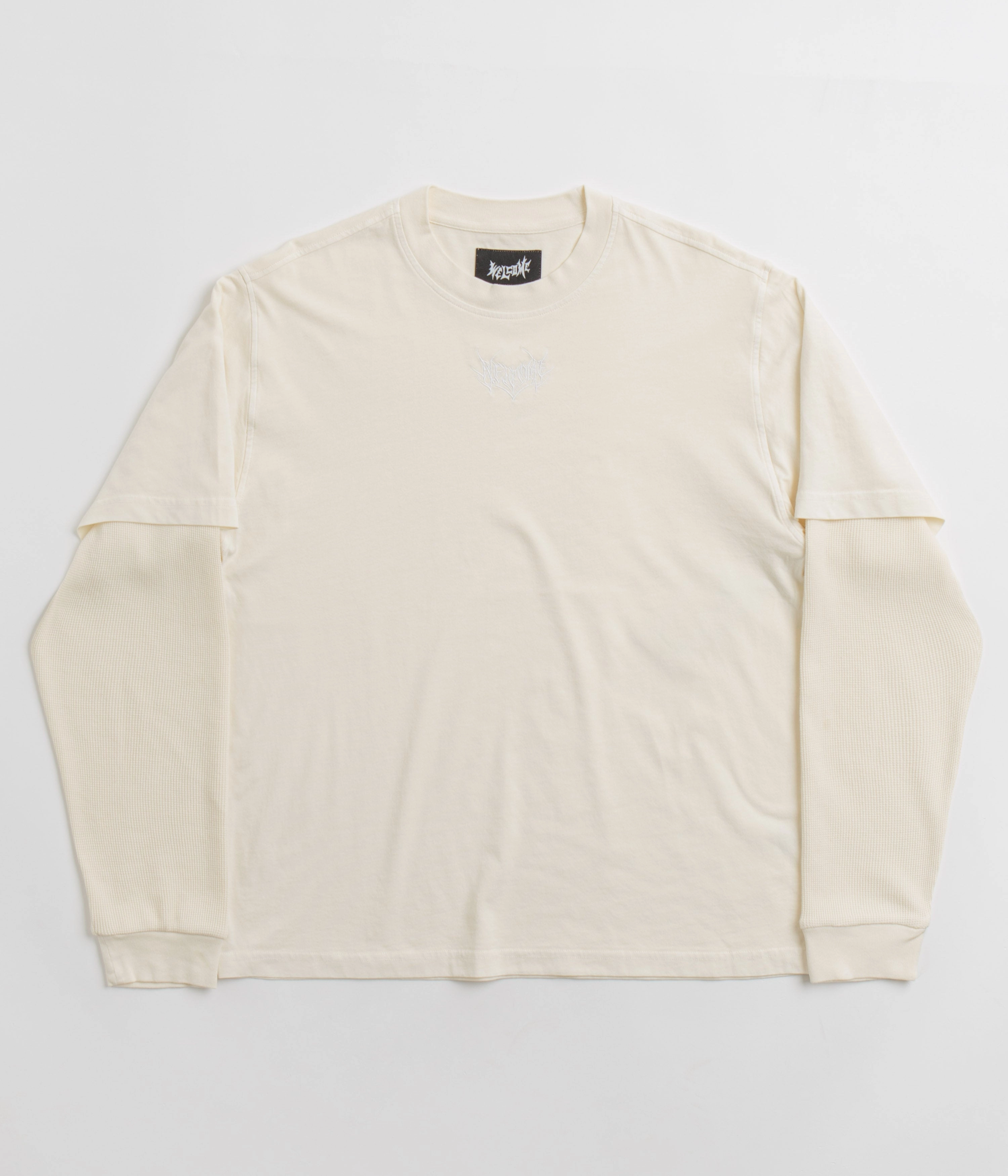 Anti Static Treatment Welcome Shard Layered Knit Long Sleeve T-Shirt - Bone