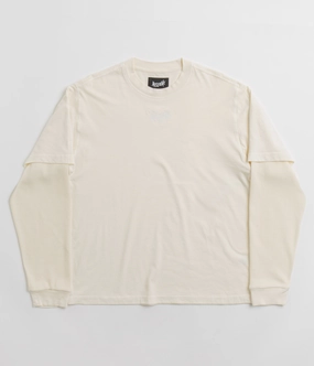 Anti Static Treatment Welcome Shard Layered Knit Long Sleeve T-Shirt - Bone