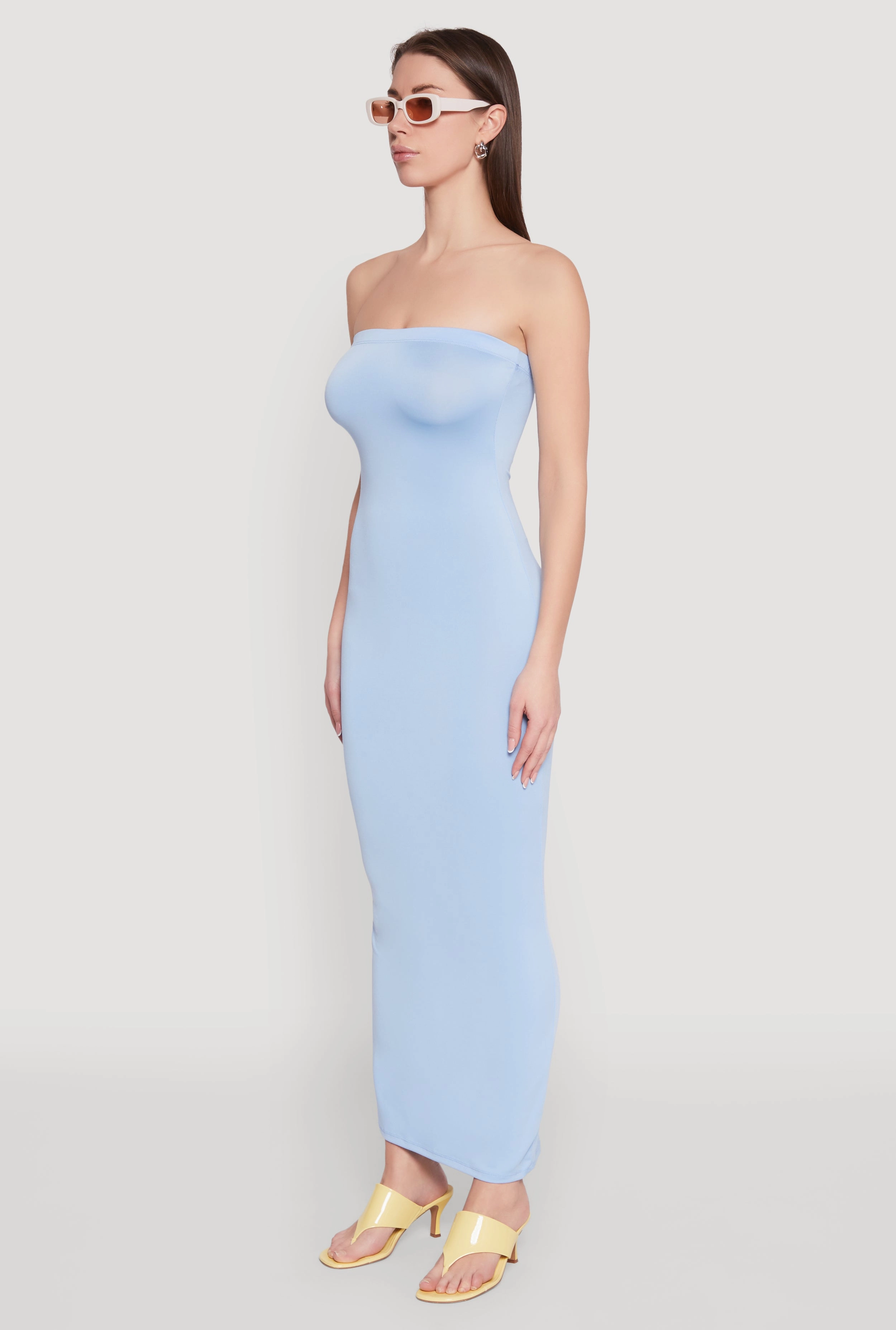 Smooth Edge Eco-friendly Slit Back Maxi Tube Dress