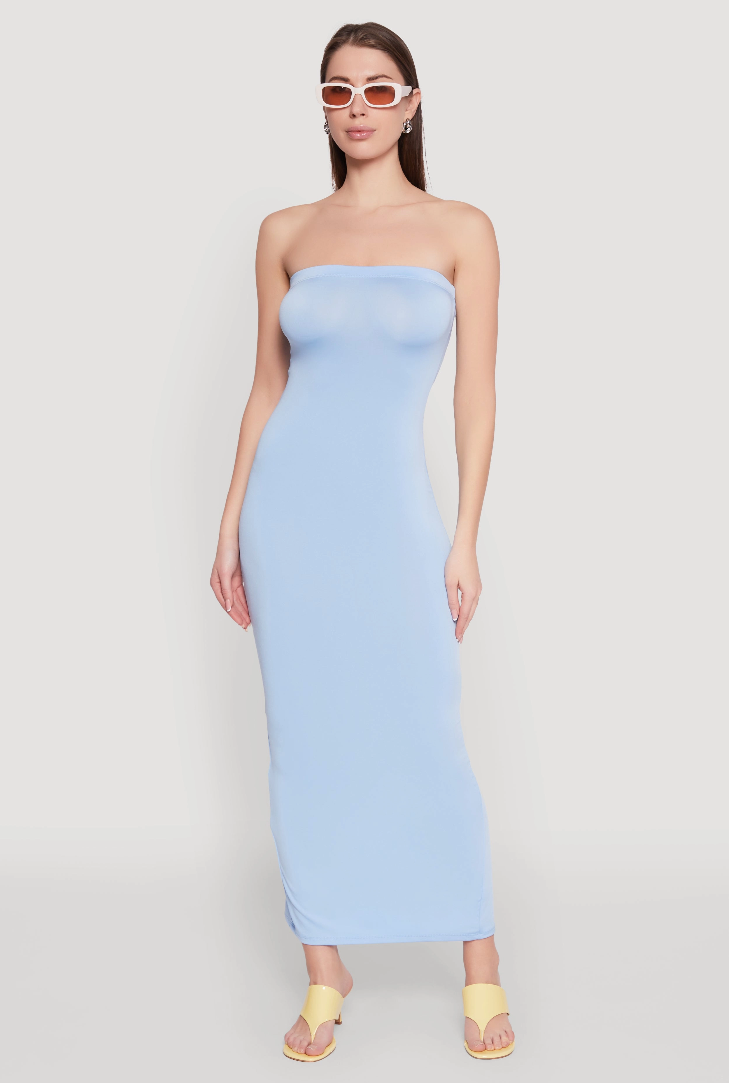 Slit Back Maxi Tube Dress Contemporary Vibe