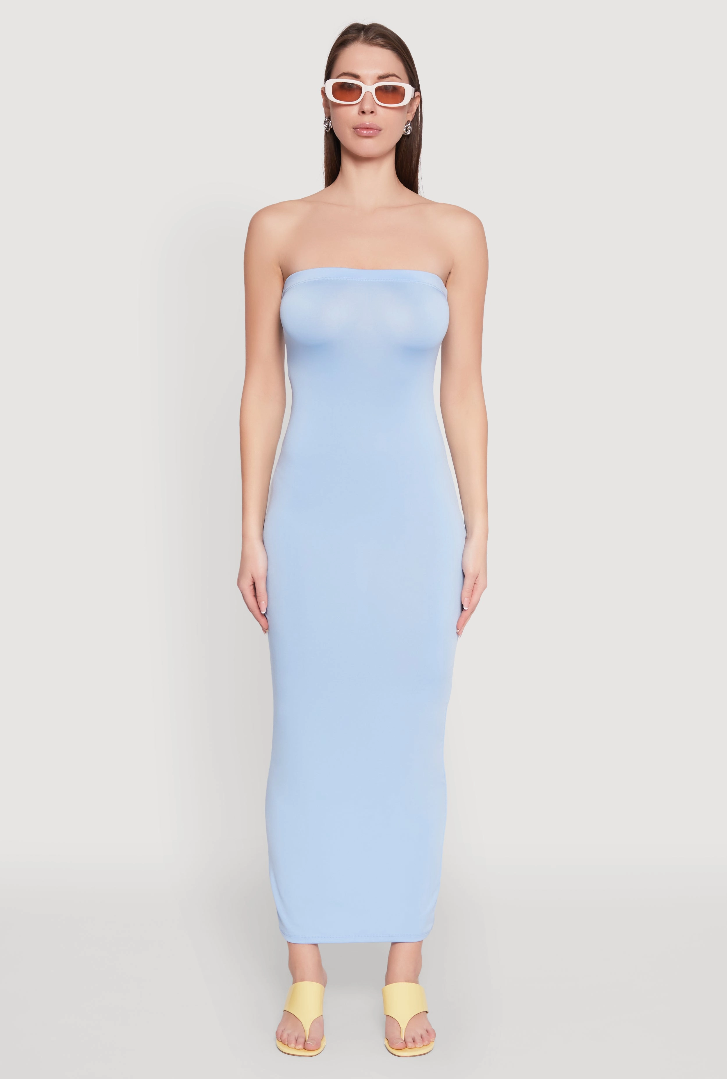 Resort Outfit Slit Back Maxi Tube Dress