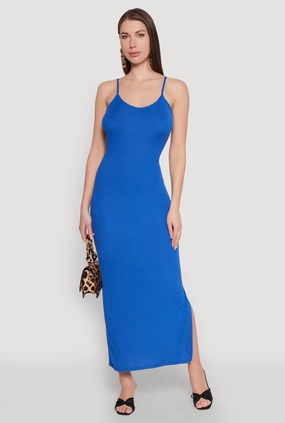 Ribbed Knit Cami Maxi Dress Lounge Mood