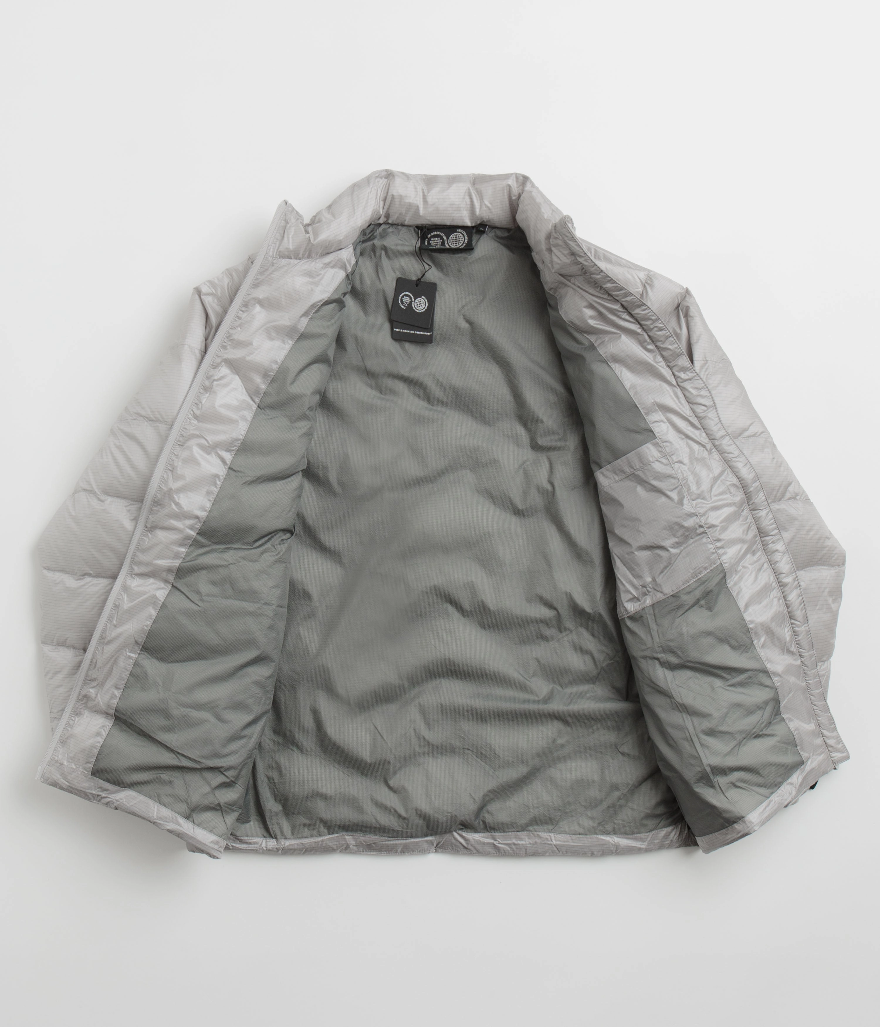 Layered Ventilation Panels Purple Mountain Observatory Waves Light Puffer Jacket - Grey