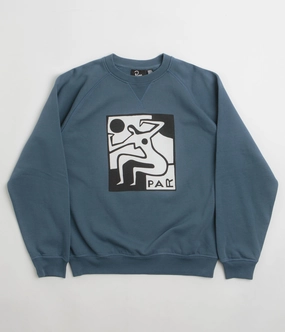 Trendy Layer Flexible Fabric by Parra Ball Sports Crewneck Sweatshirt - Dark Blue