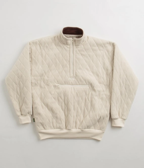 Comfy Vibe Cozy Warm Layer Magenta Lunar Quilted High Neck Sweatshirt - Natural