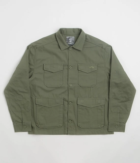 Heat Retention Layer Lightweight Polyester Blend Vans Skate Atiba Haze Military Overshirt - Pine Forest