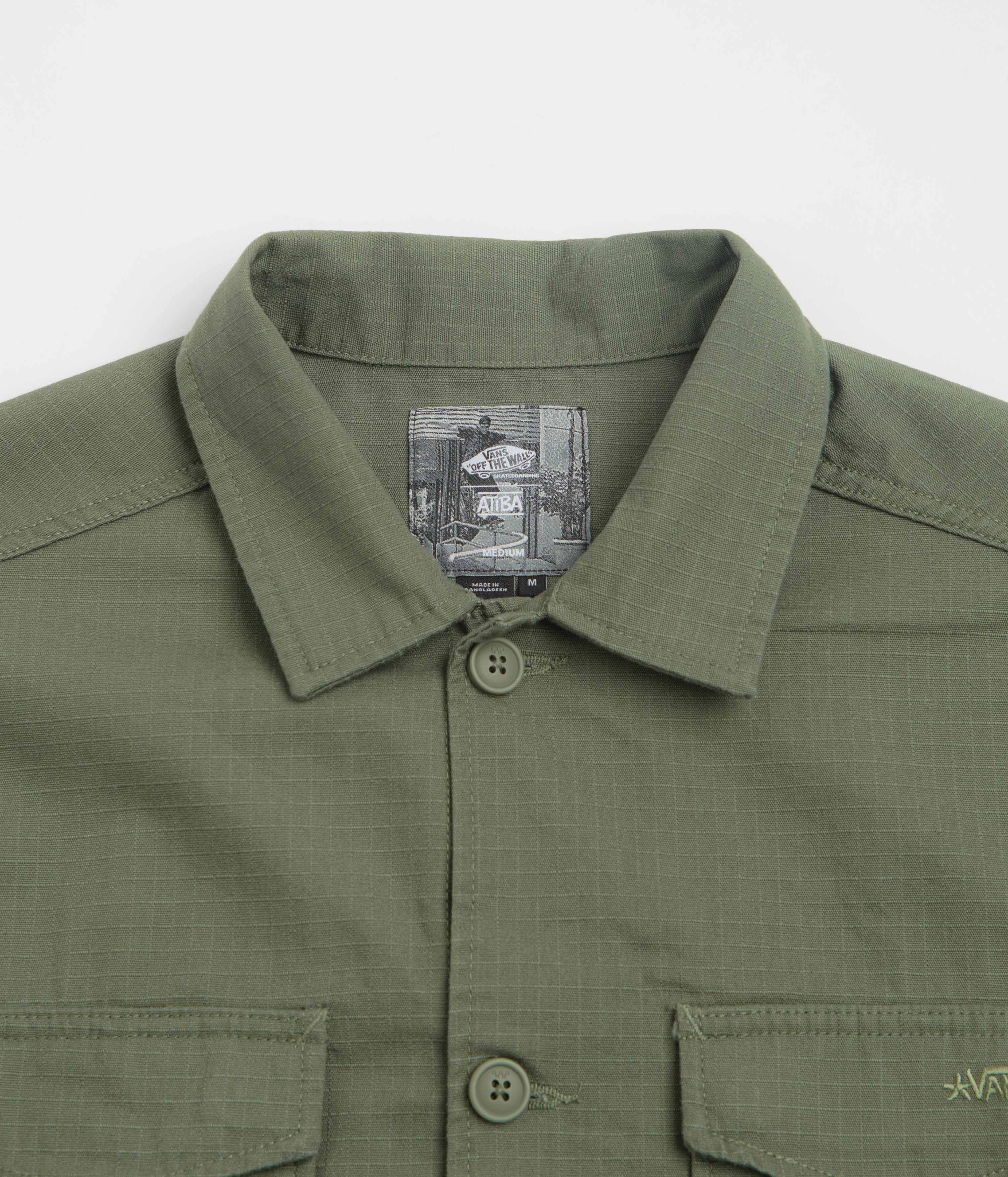 Vans Skate Atiba Haze Military Overshirt - Pine Forest Flexible Layer Fit Sun Protective Fabric