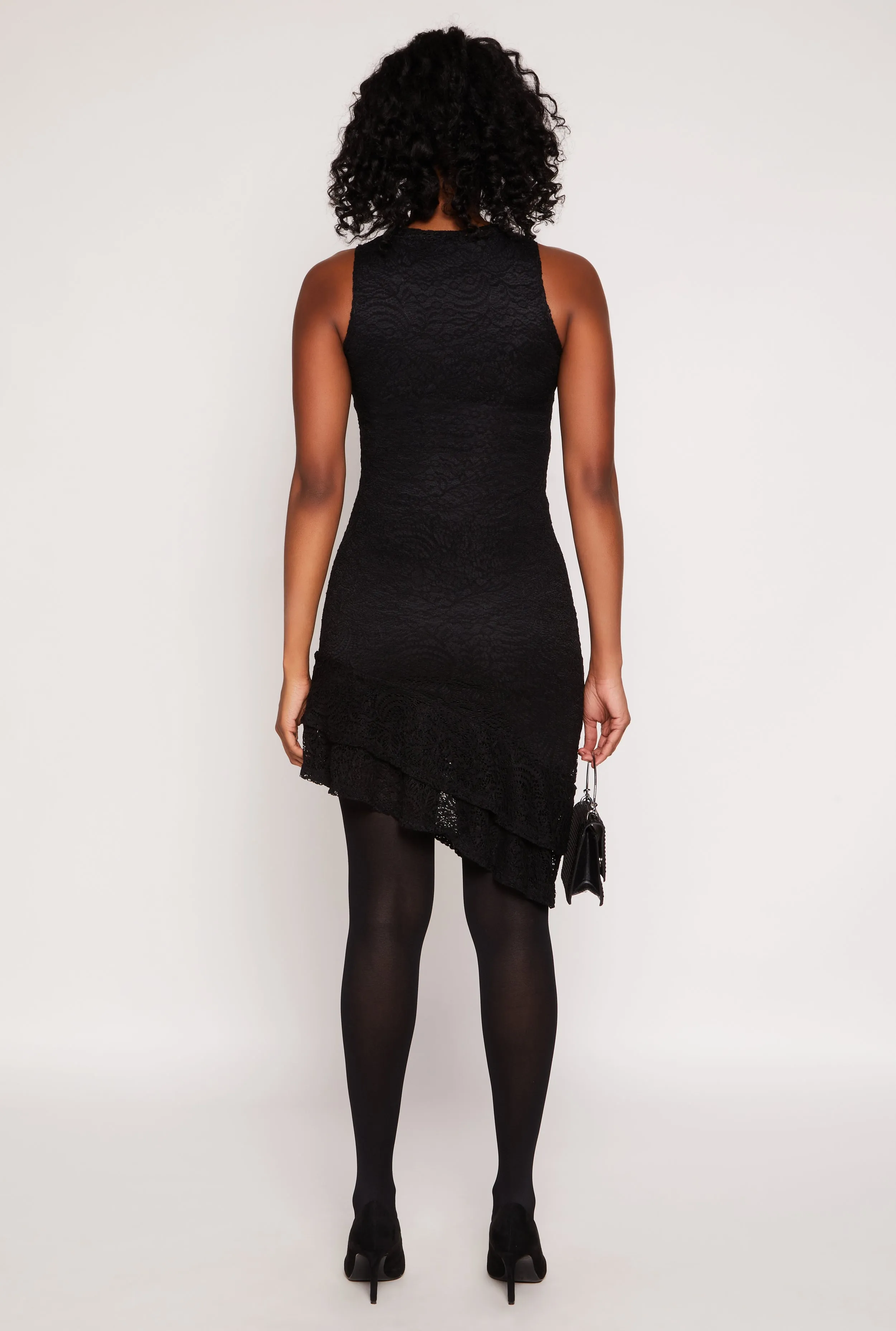 Empire Waist Breathable Design Lace Lined Asymmetrical Dress