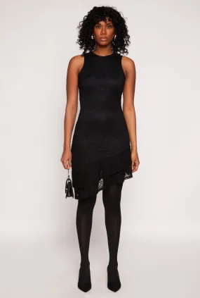 Lace Lined Asymmetrical Dress Trendy Silhouette Rose Soft