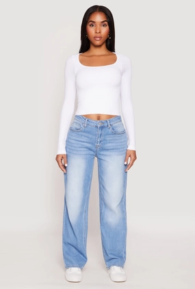 lined Seamless Double Layered Long Sleeve Crop Top