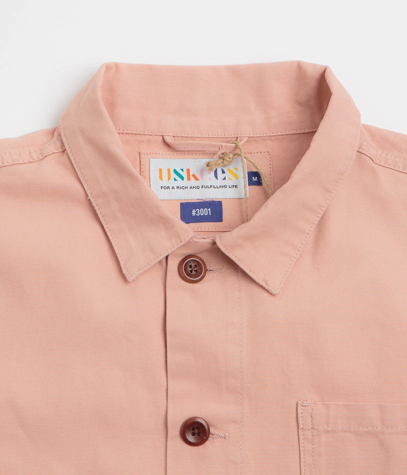 Uskees 3001 Buttoned Overshirt - Dusty Pink Heat Trapping Layer Eco Certified Textile