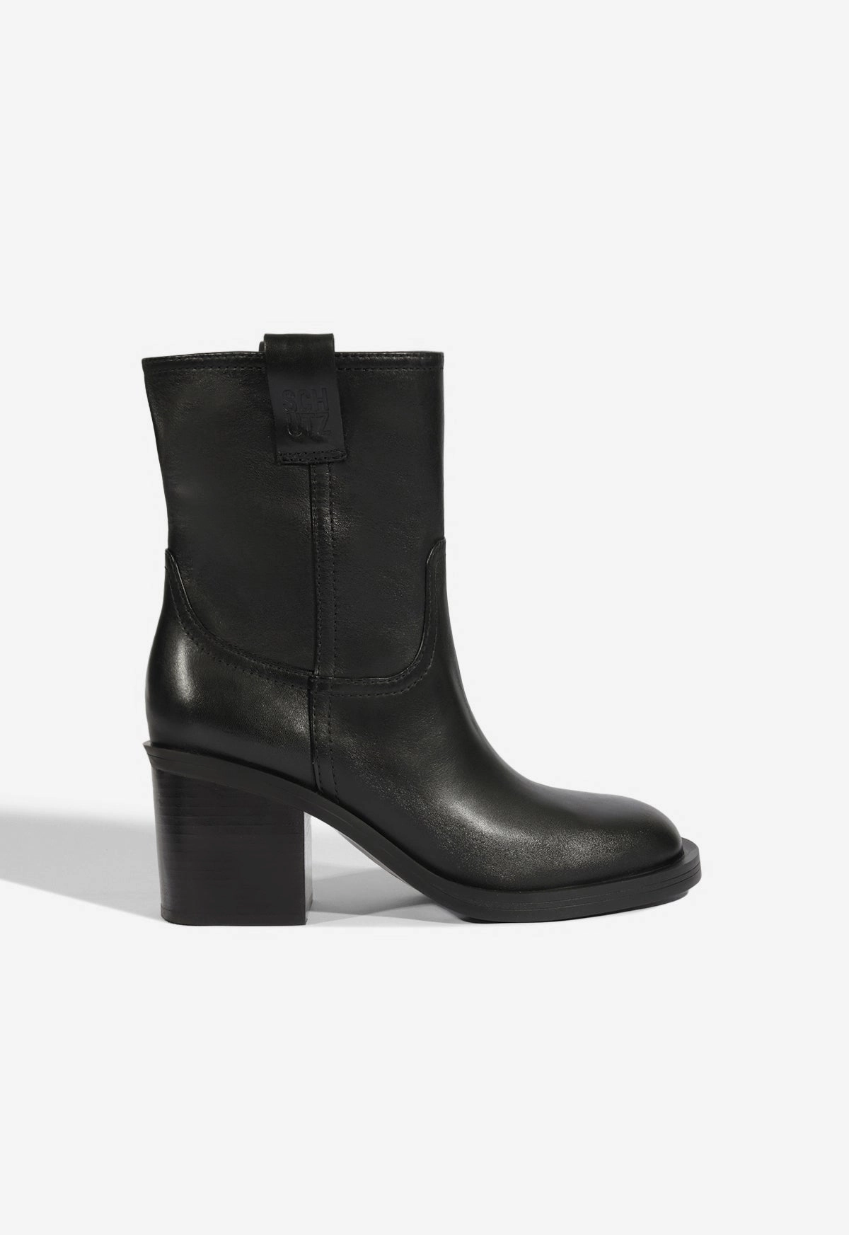 Wyatt Leather Bootie Adjustable Straps Glossy Detail