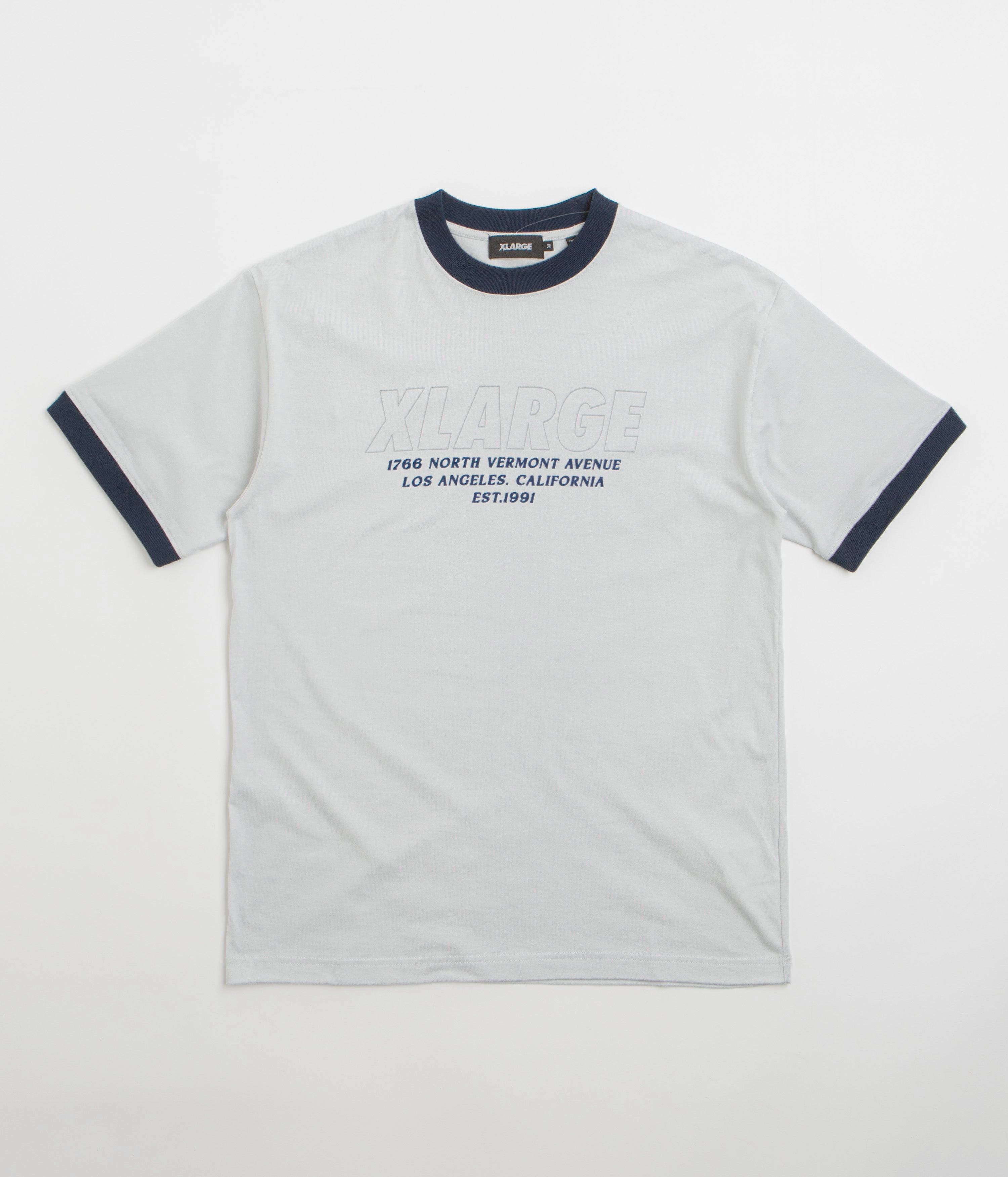 XLarge Store Address Ringer T-Shirt - Grey Fresh Comfort Style