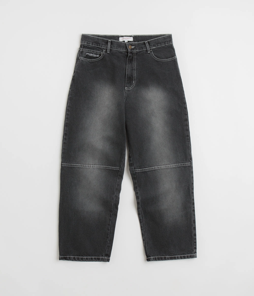 Street Utility Twill Weave Texture Yardsale Phantasy Panel Jeans - Black / Faded