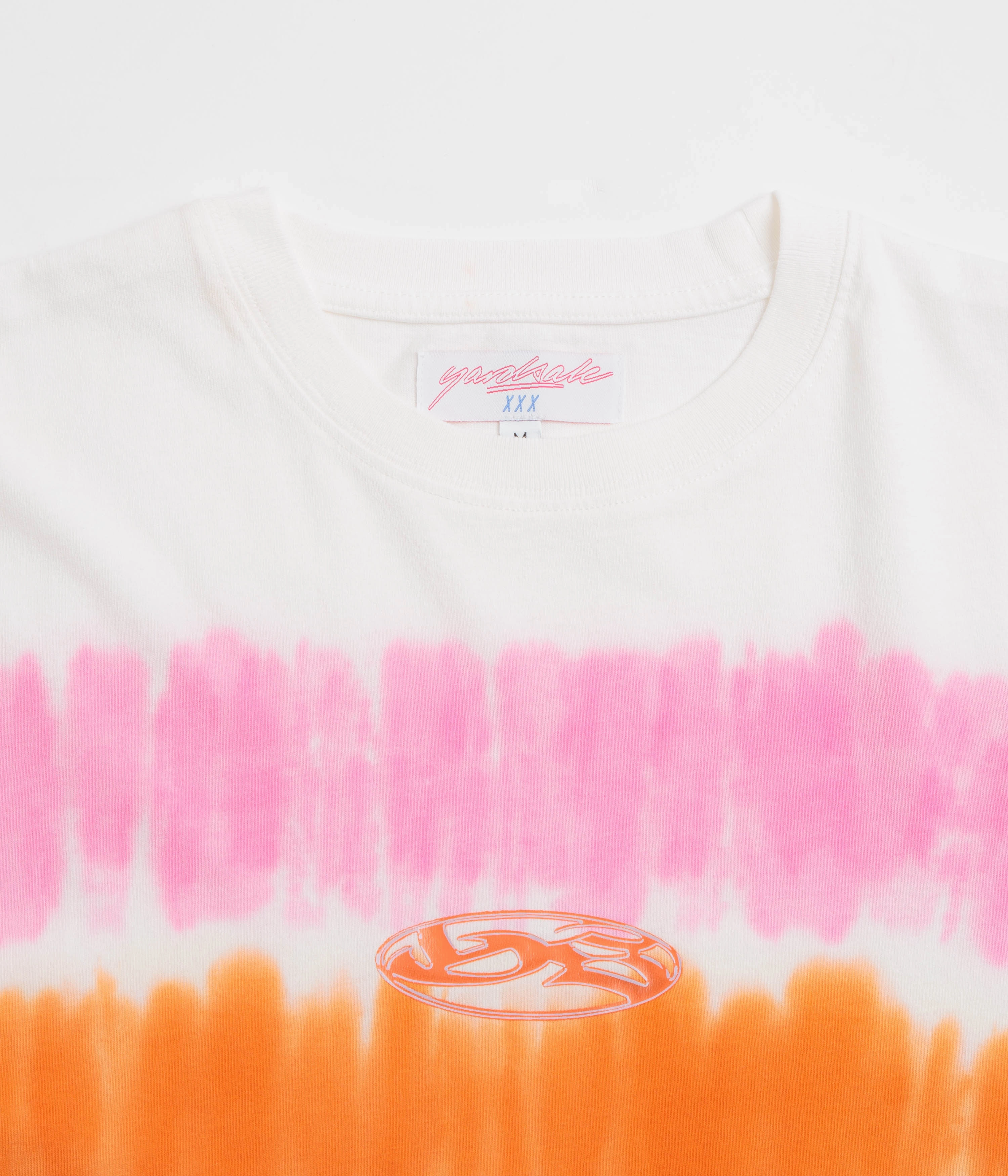 Ribbed Collar Trim Plus Size Yardsale Tie Dye T-Shirt - White