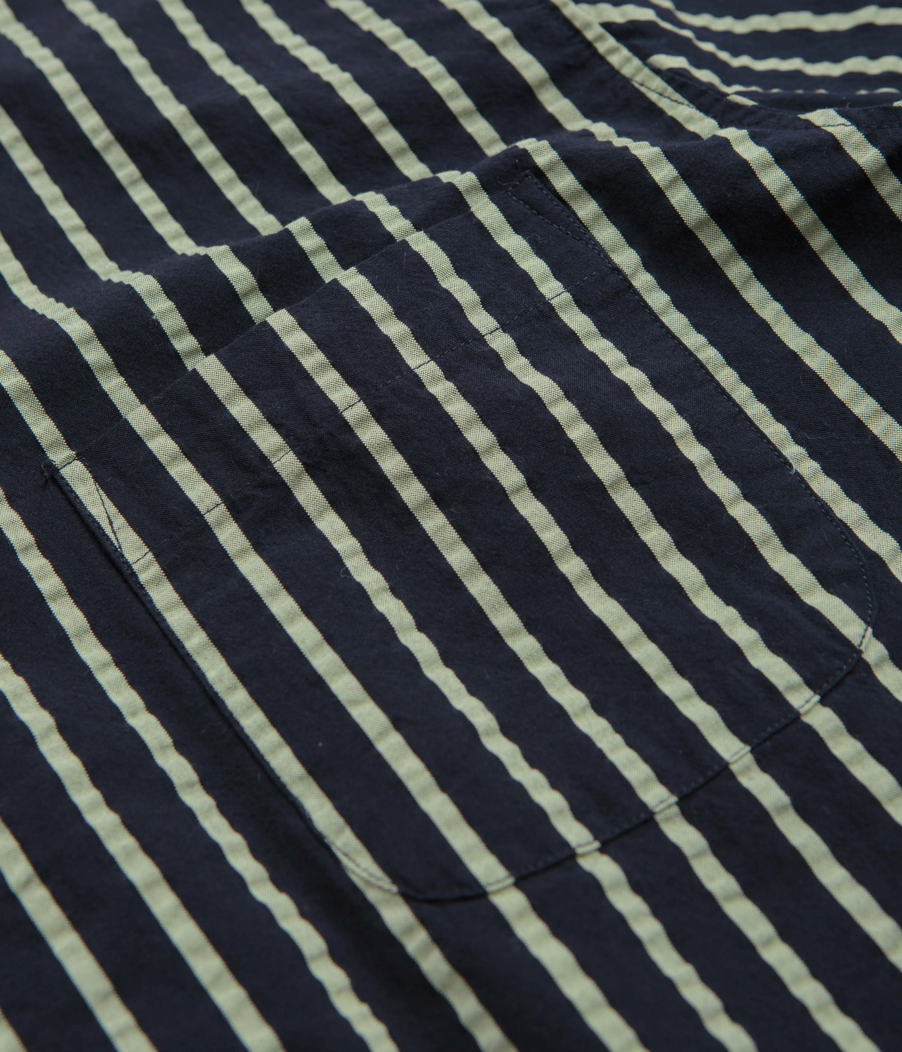 Low Profile Pocket Design YMC Malick Short Sleeve Shirt - Navy / Yellow
