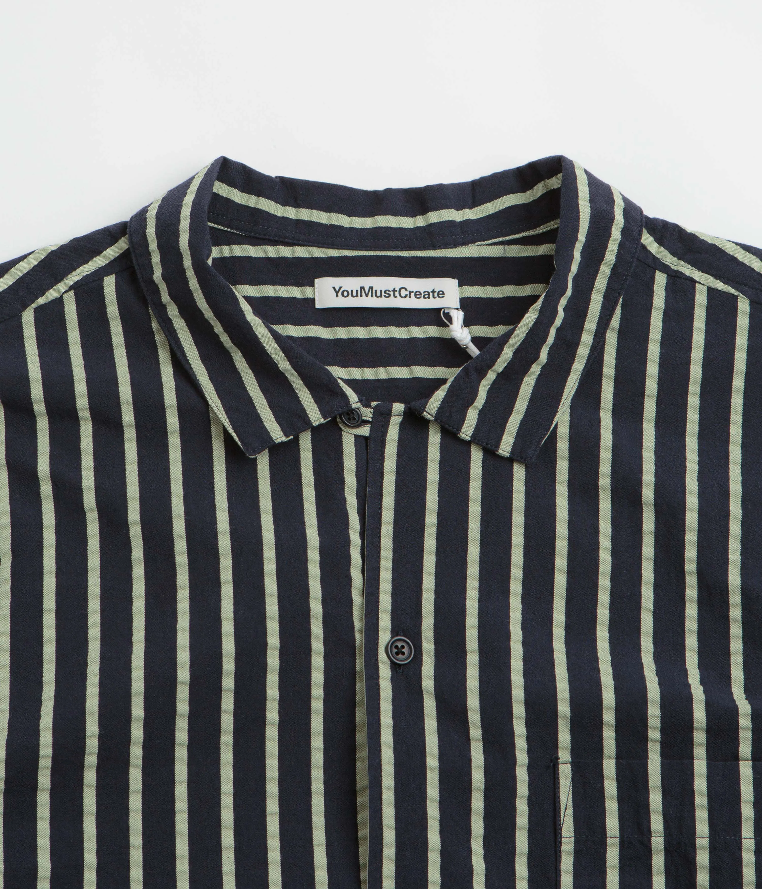 YMC Malick Short Sleeve Shirt - Navy / Yellow Conference Appropriate