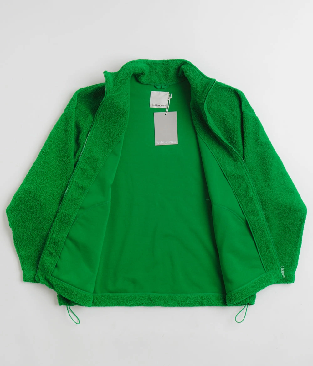 YMC Aaron Zip Fleece Jacket - Green Heat Reflective Tech Smooth Zipper Action