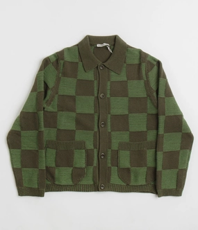 Knitted Look YMC Baker Cardigan - Green