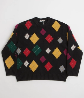 YMC Flint Knit Crewneck Sweatshirt - Black Stylish Knit
