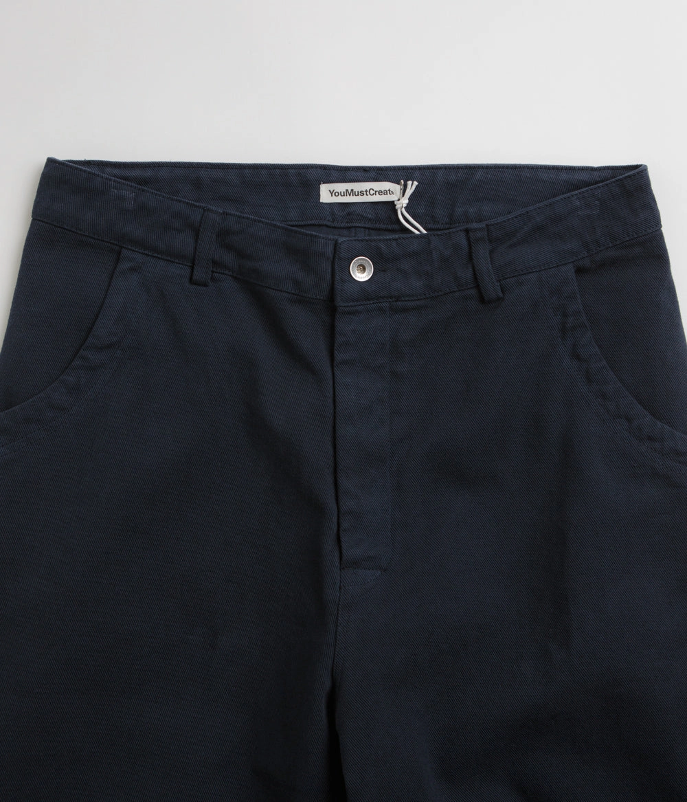 High Rise Design Effortless Layer YMC Twisted Seam Trousers - Navy