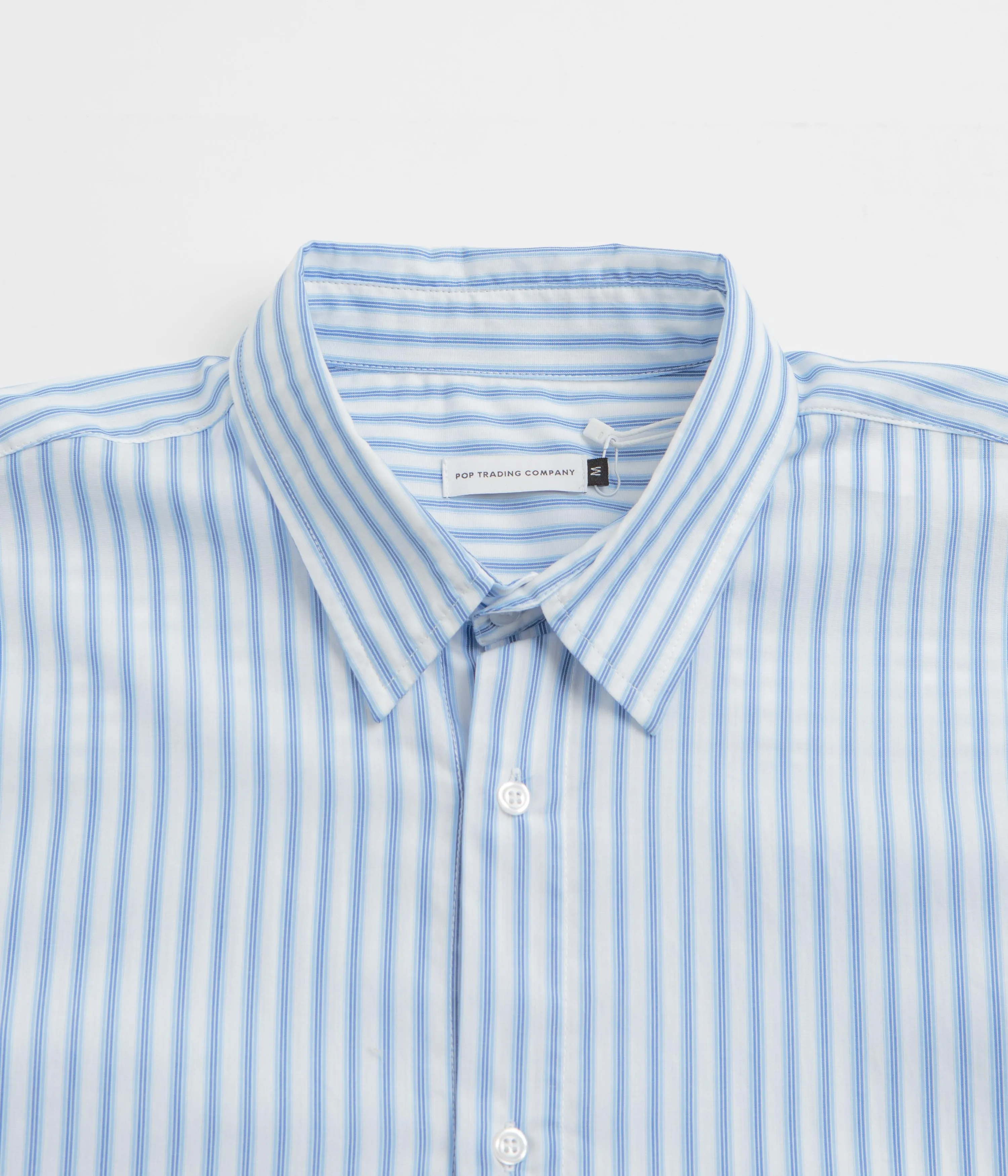 Pop Trading Company Striped Logo Shirt - White Easy Styling