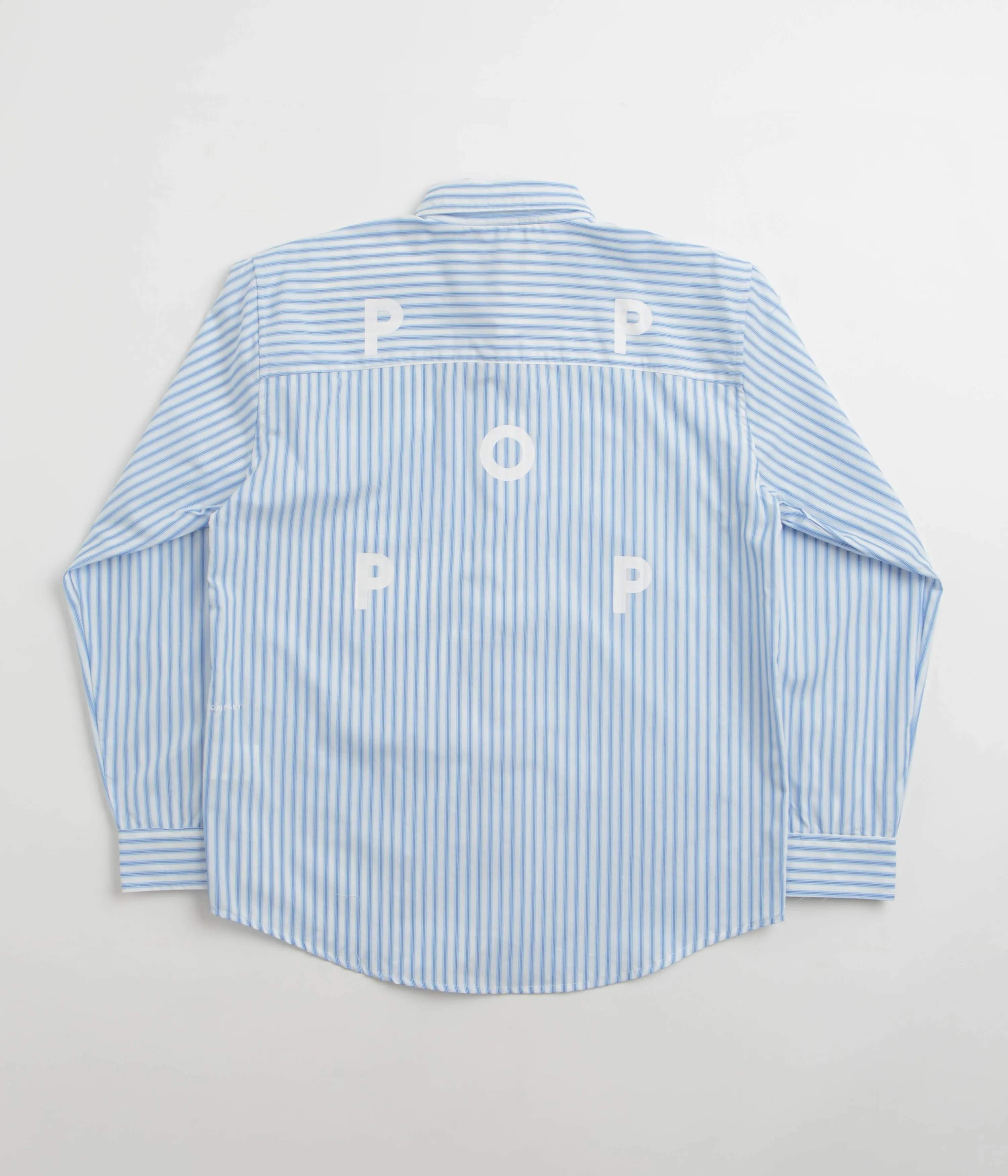 Pop Trading Company Striped Logo Shirt - White Eco Dye Technique Gift Idea